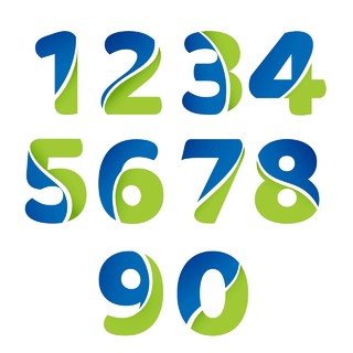 0-9数字数字蓝绿撞色不规则图形纹理素材